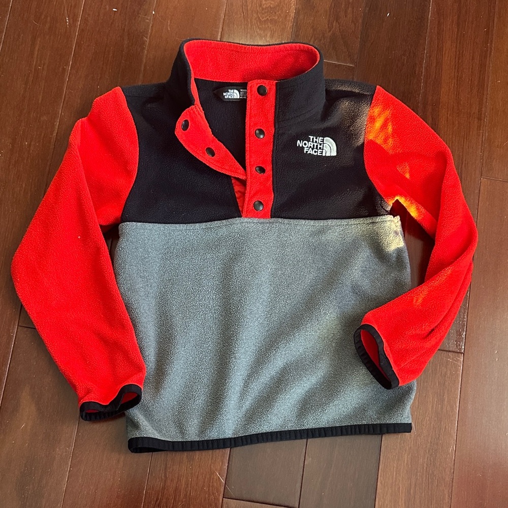The North Face Black, Red, and Gray Fleece Pullover